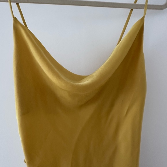 Zara Yellow Slip Dress with Button Detail and Slit - Picture 7 of 8